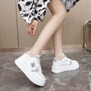 New casual women's shoes 2025 summer breathable solid color heightened thick bottom shoes - Negative Apparel