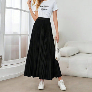 New elegant pleated pendulum umbrella skirt polyester skirt women - Negative Apparel