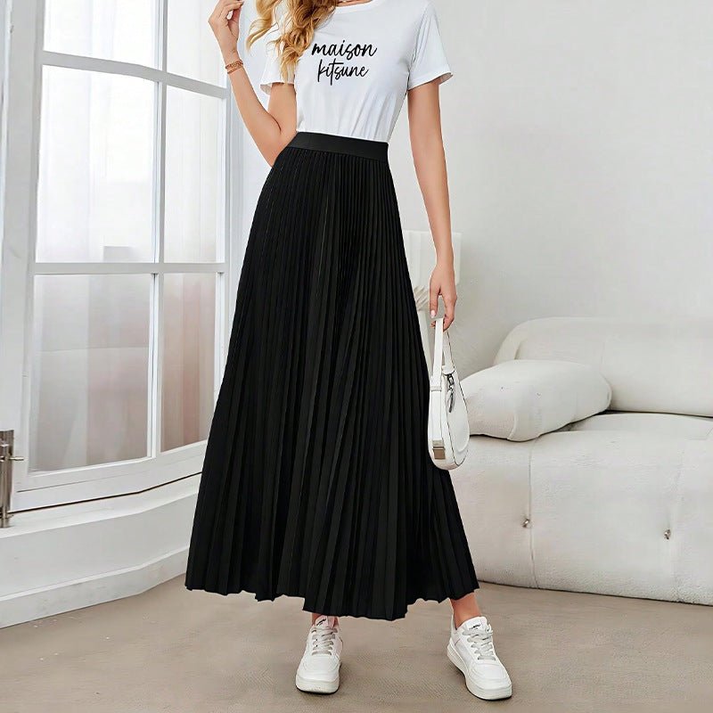 New elegant pleated pendulum umbrella skirt polyester skirt women - Negative Apparel