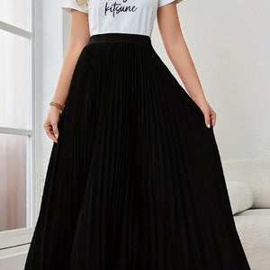 New elegant pleated pendulum umbrella skirt polyester skirt women - Negative Apparel