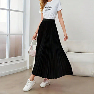 New elegant pleated pendulum umbrella skirt polyester skirt women - Negative Apparel