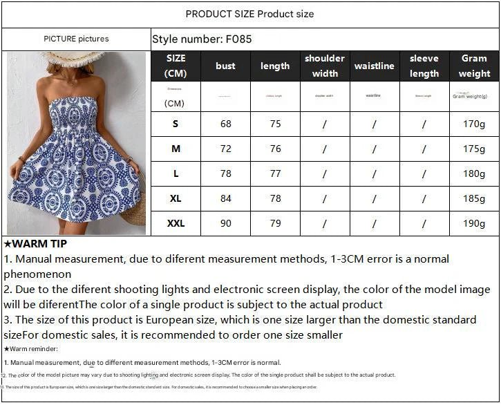 new elegant women's fashion blue printed tube top dress in summer 2025 - Negative Apparel