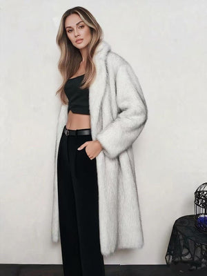 New European and American imitation fur, artificial fur coat, extended green fruit collar fashionable fox fur coat, pod - Negative Apparel
