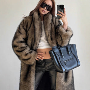 New European and American imitation fur, artificial fur coat, extended green fruit collar fashionable fox fur coat, pod - Negative Apparel