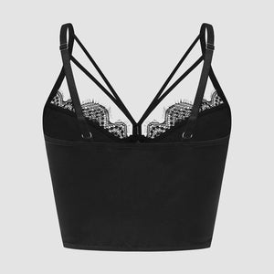 New Hollow Lace Eyelash Wire Ring Fishbone Short Body Vest - Negative Apparel