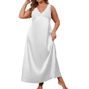 new ice silk sexy long dress lace lace homewear suspender skirt long nightdress SQ22266 - Negative Apparel