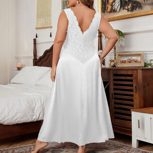 new ice silk sexy long dress lace lace homewear suspender skirt long nightdress SQ22266 - Negative Apparel