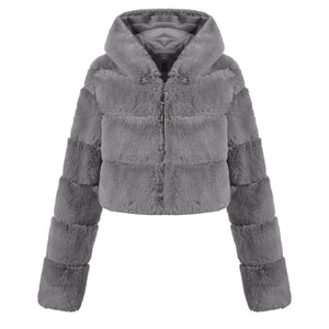 New imitation short body crop jacket fur coat - Negative Apparel