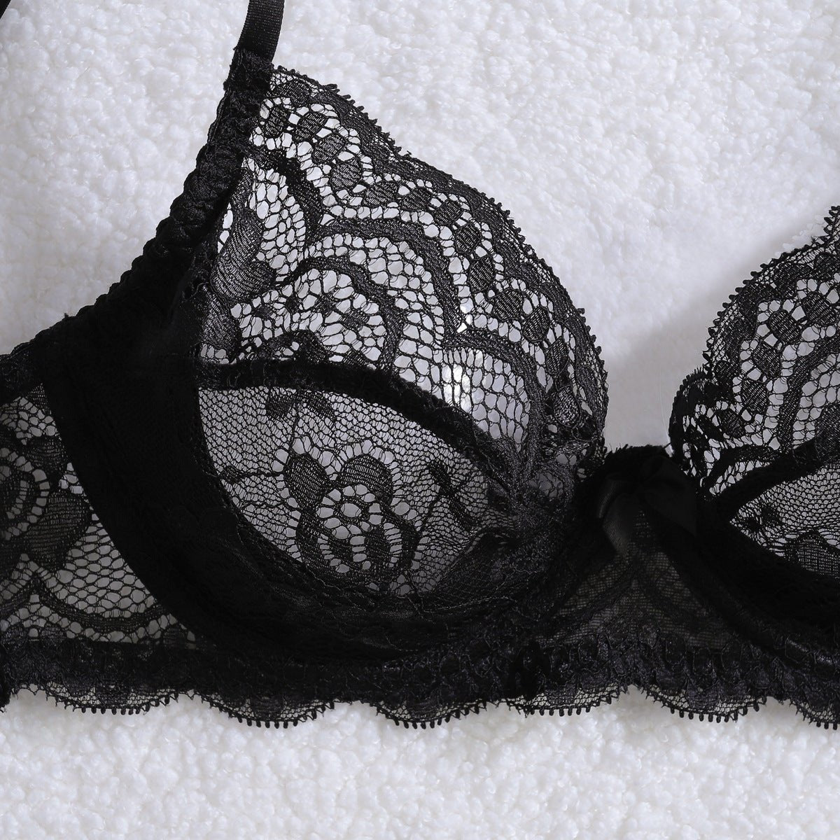 New jacquard perspective lace lace slim pants body sculpting sexy underwear split set - Negative Apparel