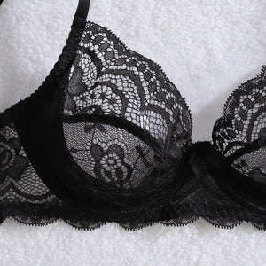 New jacquard perspective lace lace slim pants body sculpting sexy underwear split set - Negative Apparel