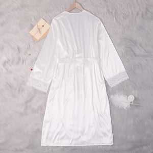 new lace ice silk nightgown solid color casual pajamas women's loungewear WP22113 - Negative Apparel