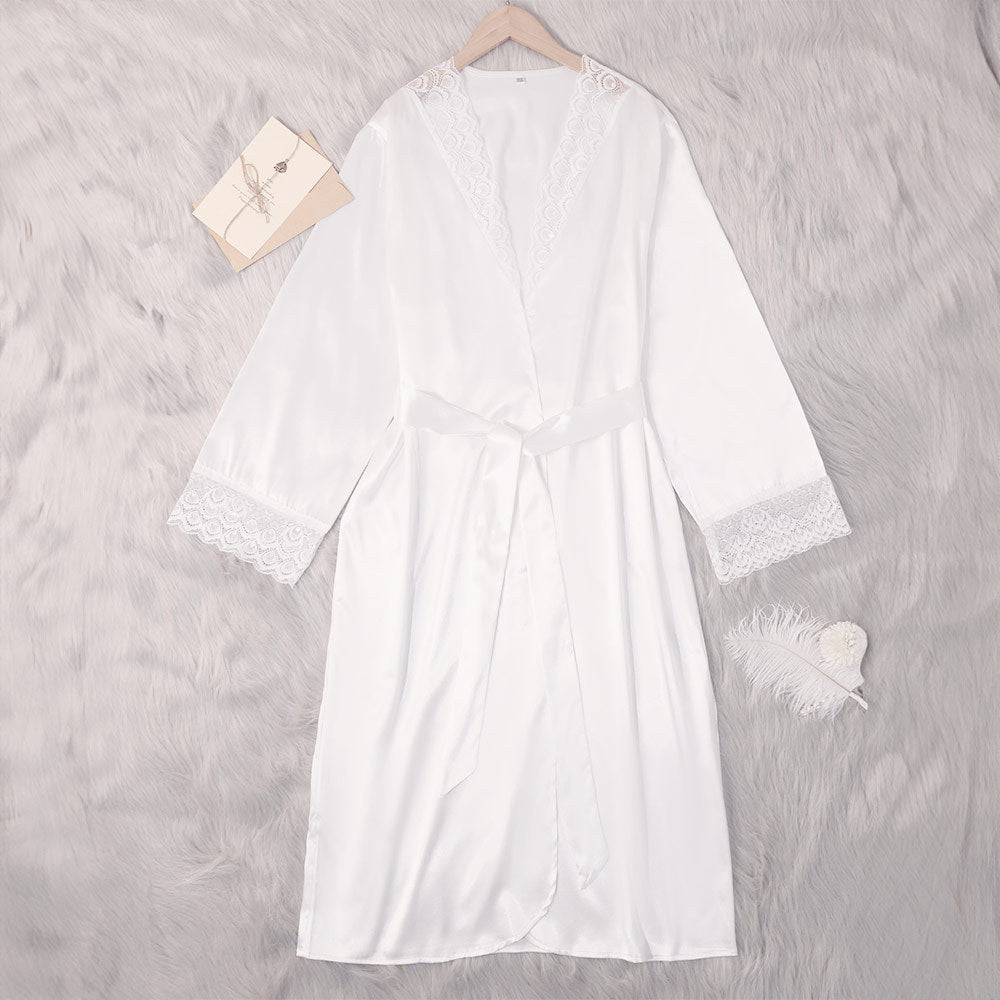 new lace ice silk nightgown solid color casual pajamas women's loungewear WP22113 - Negative Apparel