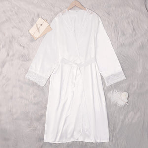 new lace ice silk nightgown solid color casual pajamas women's loungewear WP22113 - Negative Apparel