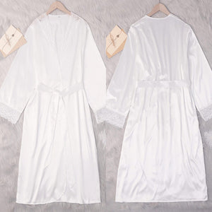 new lace ice silk nightgown solid color casual pajamas women's loungewear WP22113 - Negative Apparel