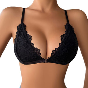 New lace lace up to push up seamless halter neck cross no steel ring bra - Negative Apparel