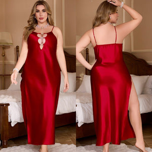 new large - size pajamas women's solid color sexy backless long suspender pajamas loungewear SQ22163 - Negative Apparel