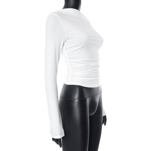 New long - sleeved oblique collar off - shoulder tops - Negative Apparel