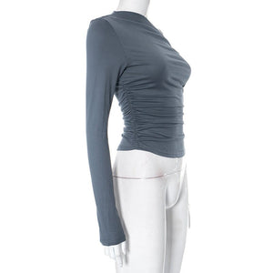 New long - sleeved oblique collar off - shoulder tops - Negative Apparel