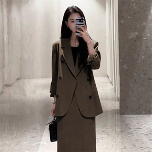New loose high - end suit for women With Skirt - Negative Apparel