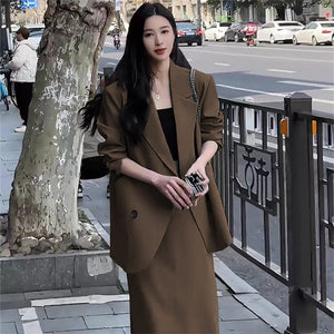 New loose high - end suit for women With Skirt - Negative Apparel