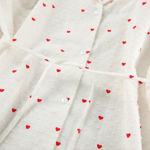 New love print long - sleeved trousers pure cotton pajamas women loose and comfortable loungewear - Negative Apparel