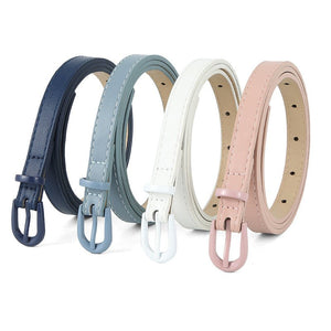 New pin buckle thin belt for women all - match high - end clothing matching PU belt - Negative Apparel
