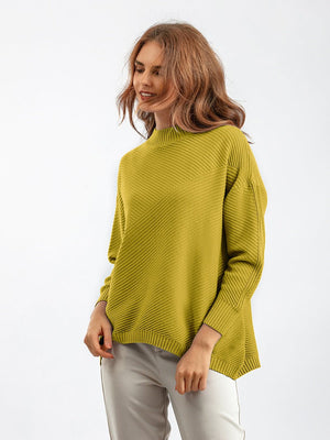 New retro loose large size long - sleeved top solid color pullover knit sweater women's half turtleneck sweater bottoming shirt - Negative Apparel