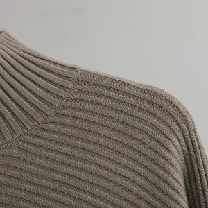 New retro loose large size long - sleeved top solid color pullover knit sweater women's half turtleneck sweater bottoming shirt - Negative Apparel
