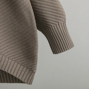 New retro loose large size long - sleeved top solid color pullover knit sweater women's half turtleneck sweater bottoming shirt - Negative Apparel