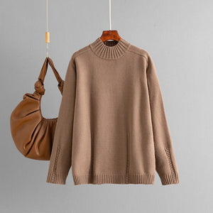 New semi - turtleneck sweater women's loose thickened knitted sweater pullover bottoming shirt - Negative Apparel