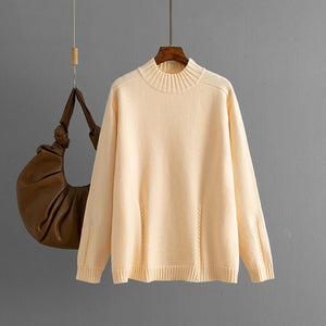 New semi - turtleneck sweater women's loose thickened knitted sweater pullover bottoming shirt - Negative Apparel