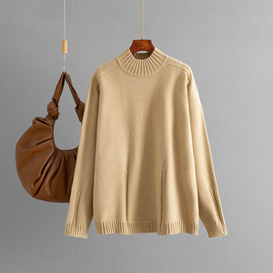 New semi - turtleneck sweater women's loose thickened knitted sweater pullover bottoming shirt - Negative Apparel