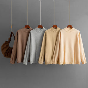 New semi - turtleneck sweater women's loose thickened knitted sweater pullover bottoming shirt - Negative Apparel