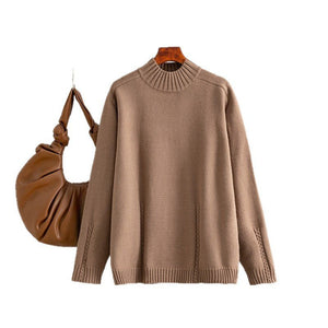 New semi - turtleneck sweater women's loose thickened knitted sweater pullover bottoming shirt - Negative Apparel