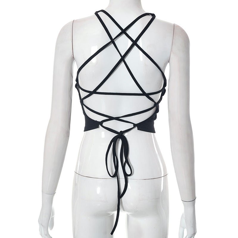 New sleeveless straps large backless crop top - Negative Apparel