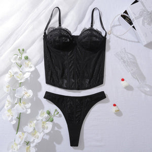 new Spice Girls sexy gathering tight perspective lace pure desire suspender corset underwear underwear - Negative Apparel