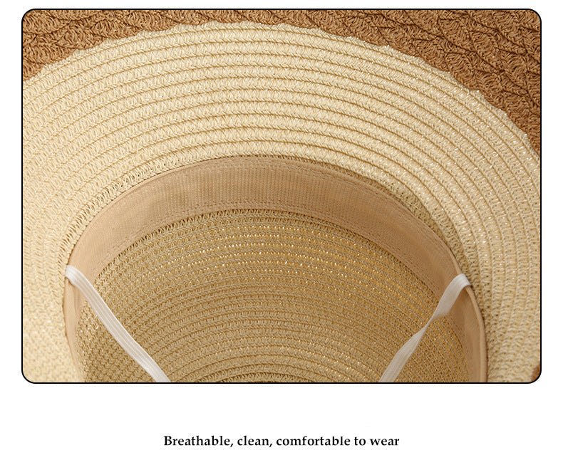 New straw hat for women on seaside vacation with bow ribbon sun hat with opening at the back of the head for ponytail sun hat - Negative Apparel