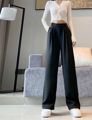 New style drape high waist straight slim mopping casual pants - Negative Apparel