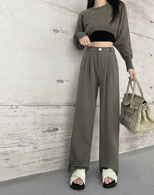 New style drape high waist straight slim mopping casual pants - Negative Apparel
