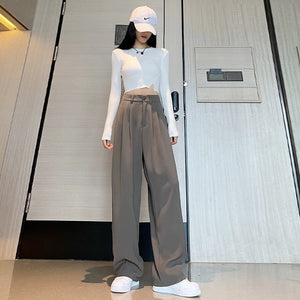 New style drape high waist straight slim mopping casual pants - Negative Apparel