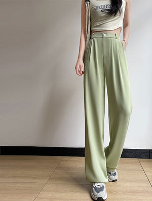 New style drape high waist straight slim mopping casual pants - Negative Apparel