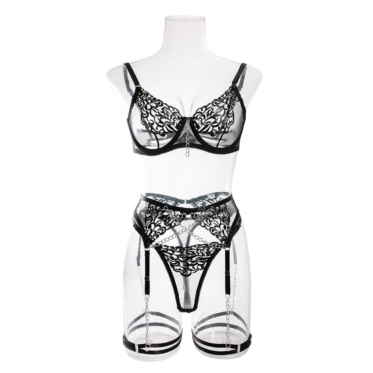 New style with metal chain embroidery underwear four - piece set - Negative Apparel