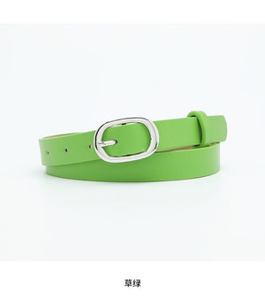 New style women's belt oval silver buckle versatile simple solid color decoration chic style jeans casual pants belt women - Negative Apparel