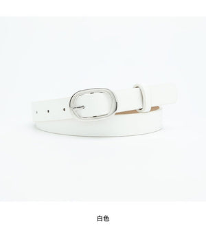 New style women's belt oval silver buckle versatile simple solid color decoration chic style jeans casual pants belt women - Negative Apparel