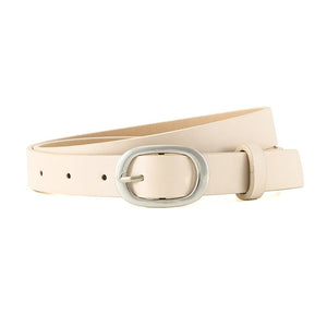 New style women's belt oval silver buckle versatile simple solid color decoration chic style jeans casual pants belt women - Negative Apparel