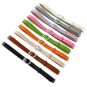 New style women's belt oval silver buckle versatile simple solid color decoration chic style jeans casual pants belt women - Negative Apparel