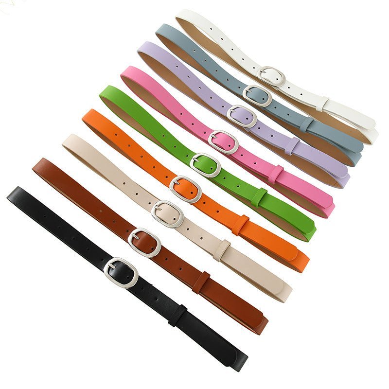 New style women's belt oval silver buckle versatile simple solid color decoration chic style jeans casual pants belt women - Negative Apparel