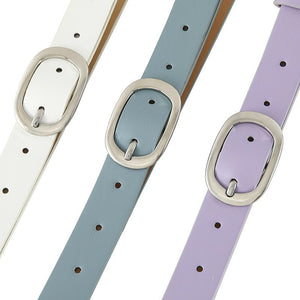 New style women's belt oval silver buckle versatile simple solid color decoration chic style jeans casual pants belt women - Negative Apparel