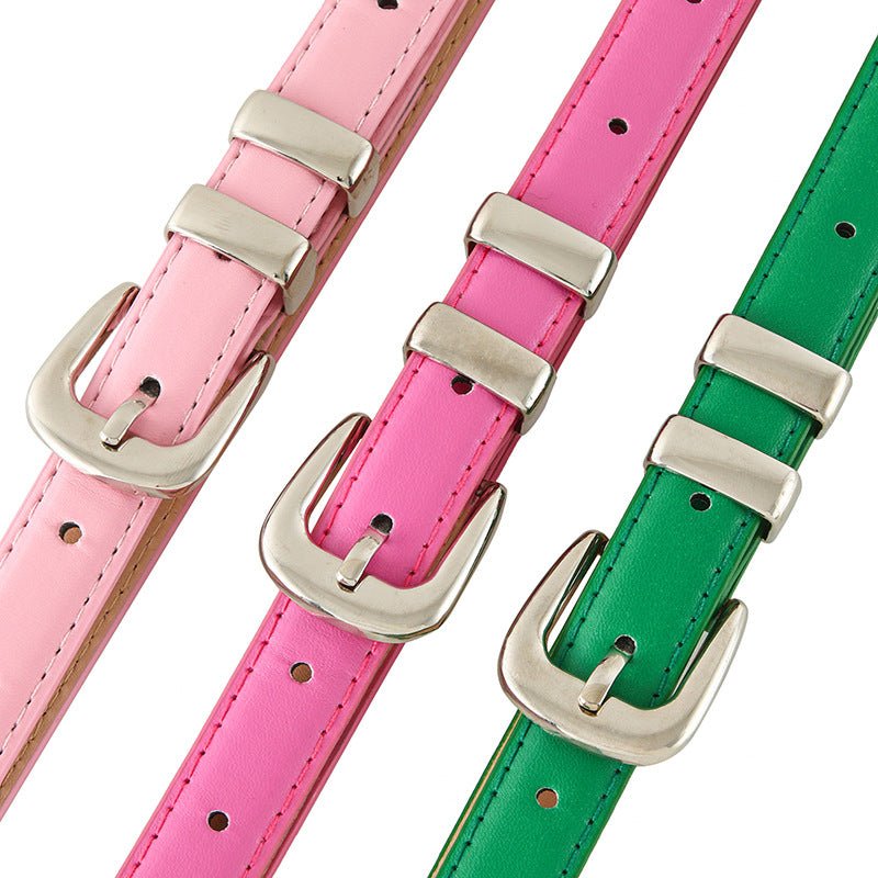 New summer fashion personality candy color silver buckle dopamine silver INS style decoration ladies belt dress leather - Negative Apparel
