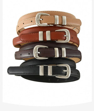 New summer fashion personality candy color silver buckle dopamine silver INS style decoration ladies belt dress leather - Negative Apparel